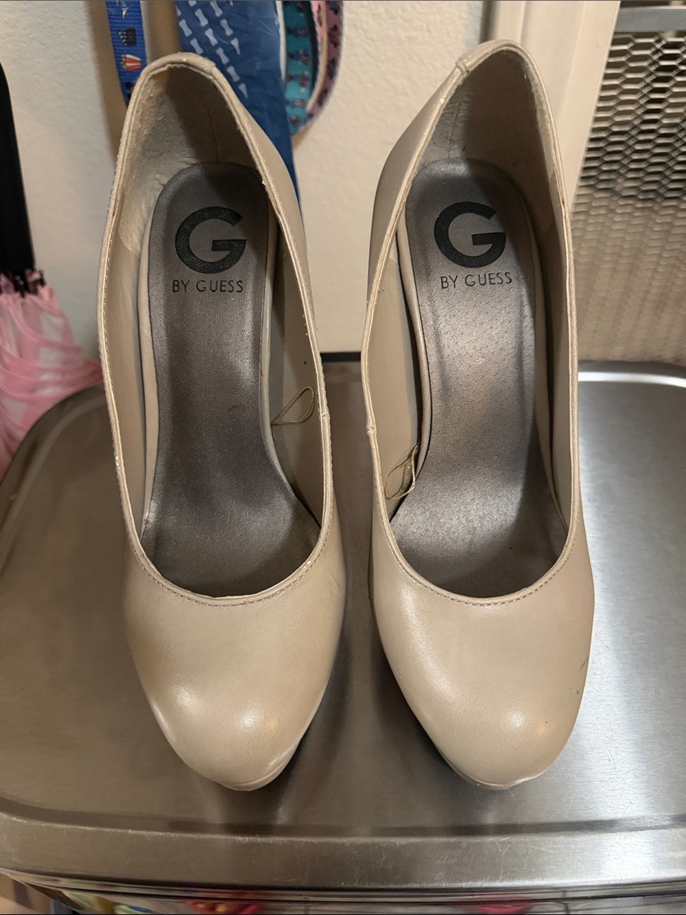 G by Guess Nude Round-Toe High Heel Pumps
